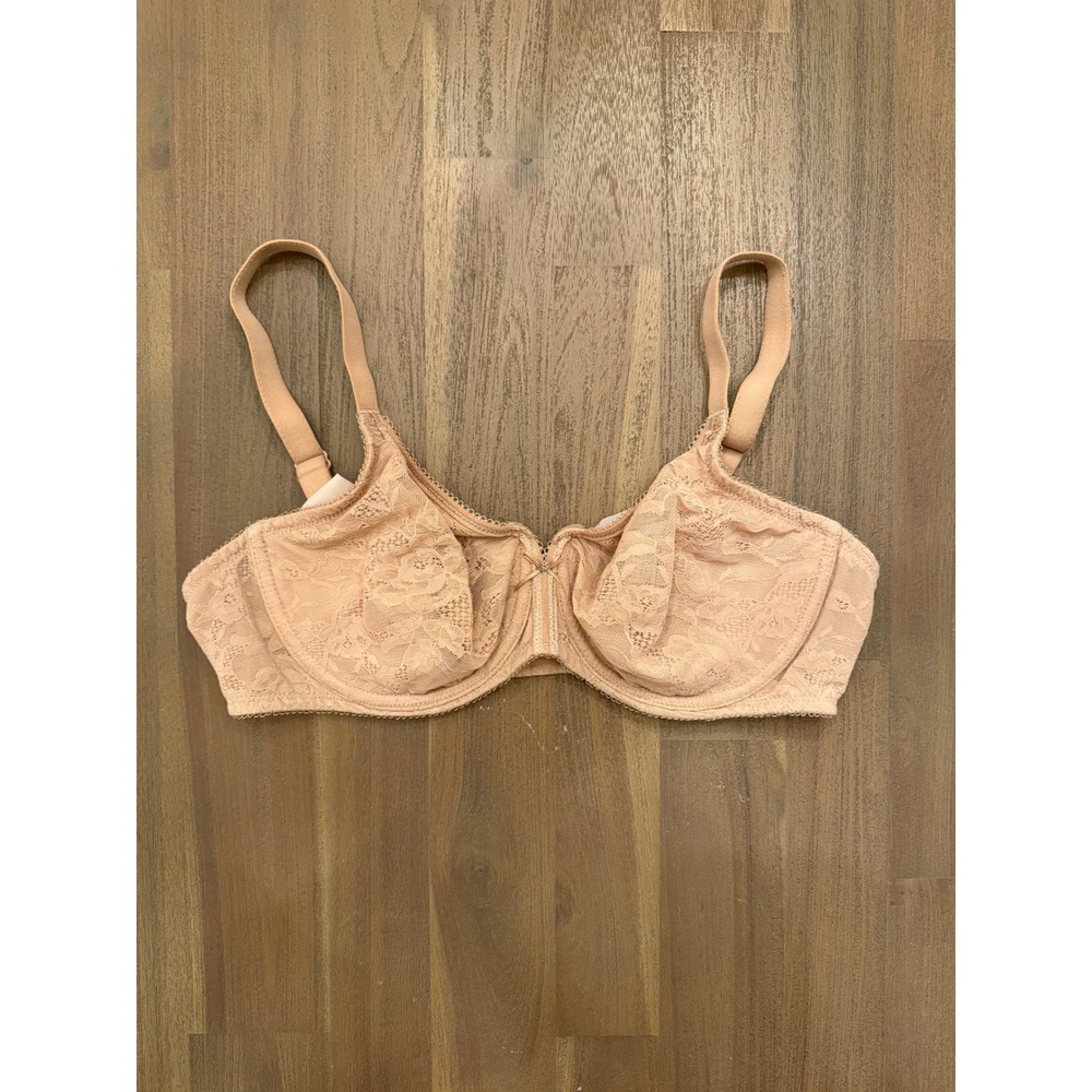 Wacoal 855201 Lace Underwire Bra Nude Beige Floral Mesh‎ 36D Womens